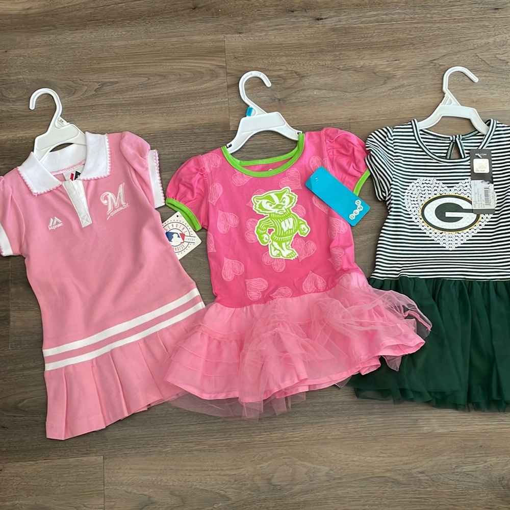 24 month 2T lot Green Bay Packers Wisconsin Badgers Milwaukee Brewers dresses